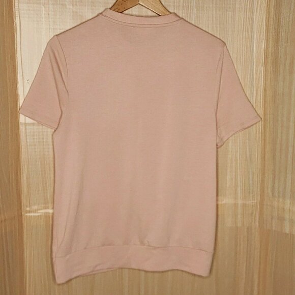 Como Womens New Short Sleeve Pink Front Knot Knit Top Medium - Picture 2 of 6